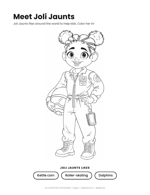 Sample page from the Joli Jaunts coloring book