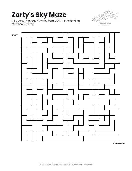 Sample page from the Joli Jaunts coloring book